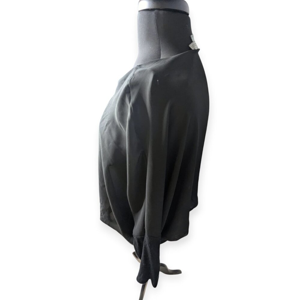 Joseph A Chic Black Cape Long Sleeve Pullover Blouse Size Large - Picture 4 of 14